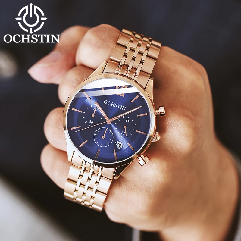 New Men’s Watches Top Brand Big Sport Watch Luxury Men Military Steel Quartz Wrist Watches Chronograph Gold Design Male Clock