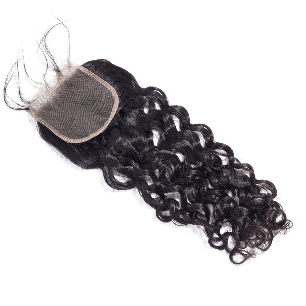 Brazilian Water Wave Lace Closure 4x4 5x5 Human Hair Lace Closure Only Free/Middle/Three Part Remy Human Hair