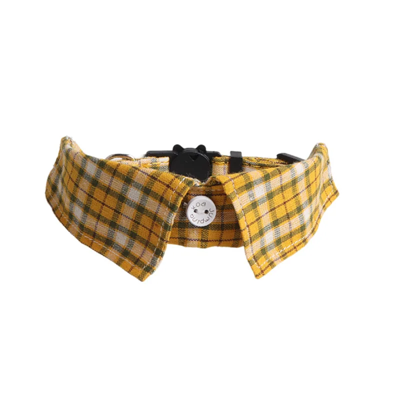 Dog Cat Collar Plaid Bow Tie Removable ~ Brown / Beige ~ Luxury Stripe S M