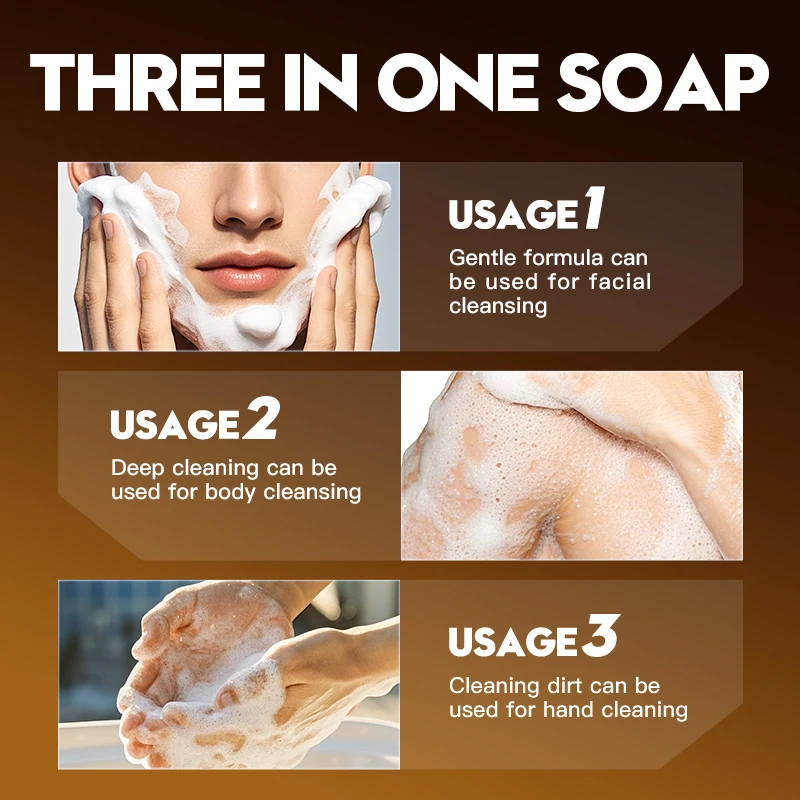 SADOER 24K Golden Men's Facial Soap Face Wash Foam Facial Cleanser Anti-aging Moisturizing Men Body Bathing Handmade Soap