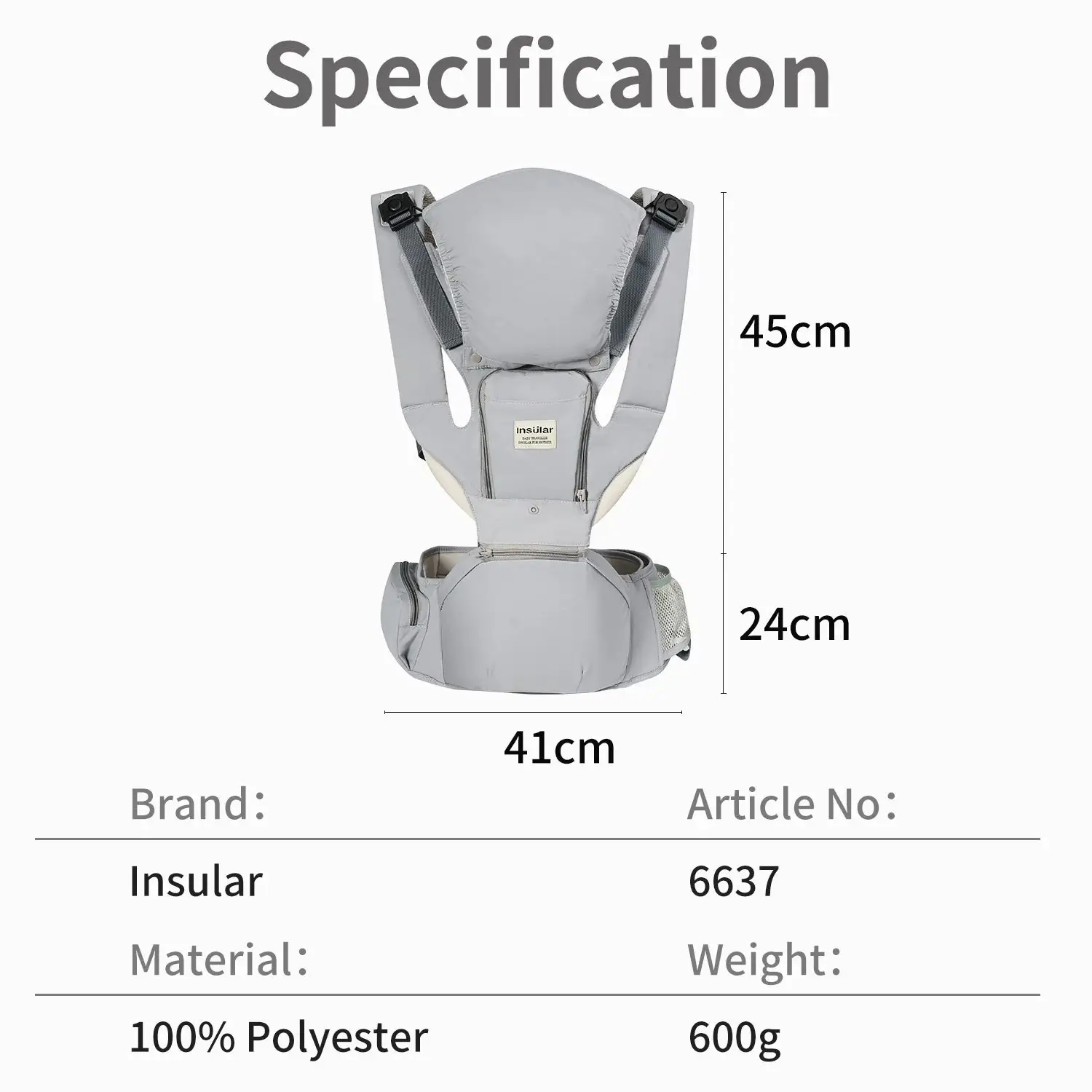 INSULAR Baby Carrier Breathable Child Waist Stool With Hip Seat Waist Stool Front Hold Portable Multi-functional 0-2Y 6