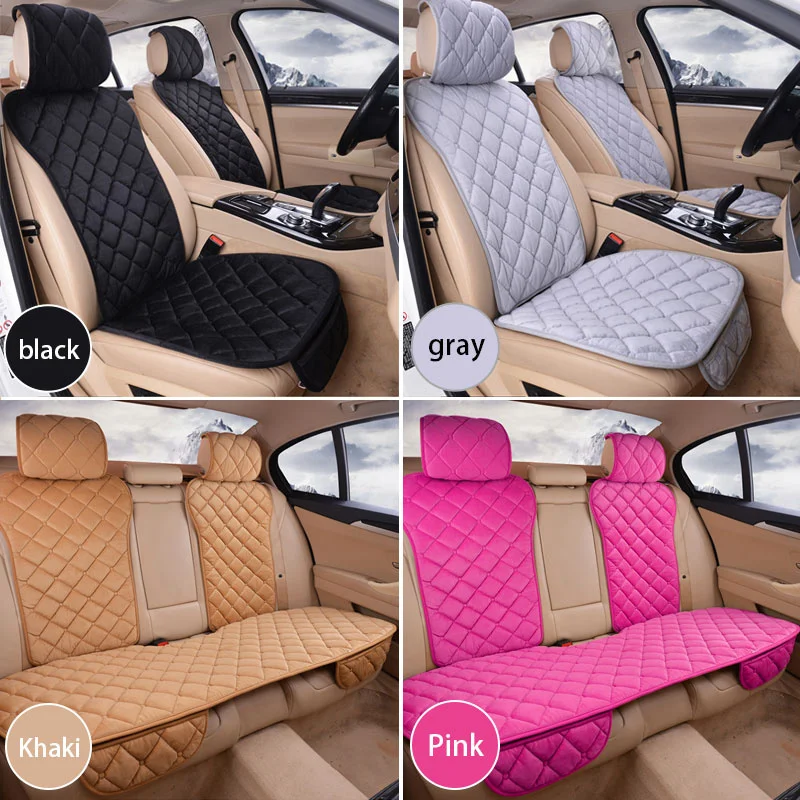 UniversalPlushCarSeatCoverSetsforWomenPinkSeatCushion
