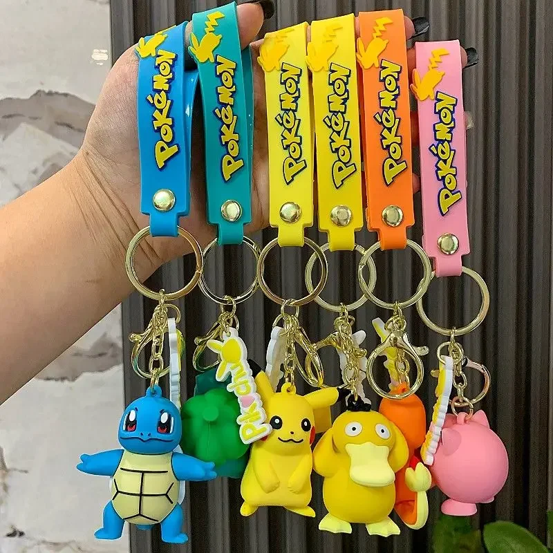 

Pokemon Pikachu Keychain Anime Action Figure Toy Kawaii Cartoon Fashion Charmander Psyduck Doll Keyring Car Bag Pendant Kid Gift