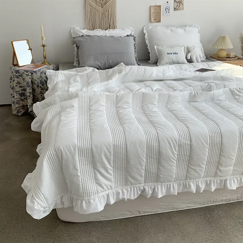 

Cilected Ins Korean Cotton Stitch Linens Bedspread Summer Quilted Blanket Thickened Coverlet On The Bed Room Decor Bed Cover