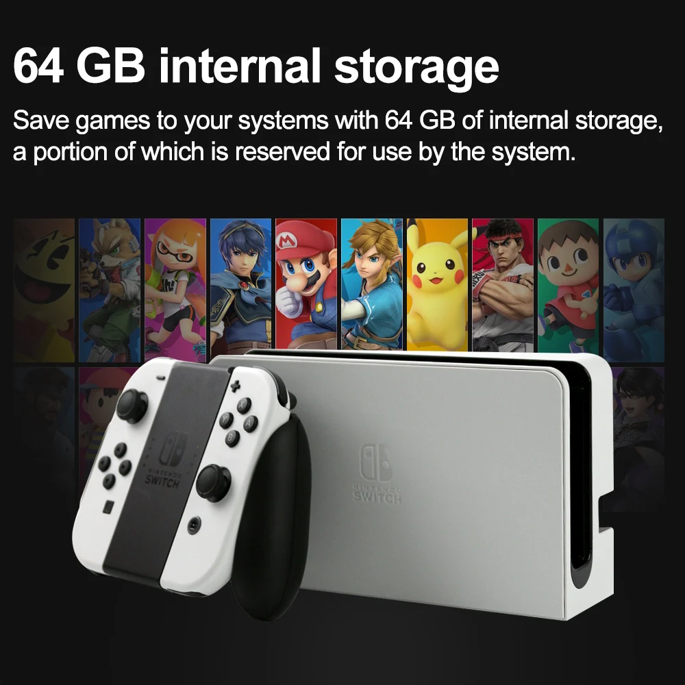 Nintendo Switch OLED Video Game Console with Joy-Con 7 Inch Screen 64GB Internal Storage Enhanced Audio Blue Red Set White Set