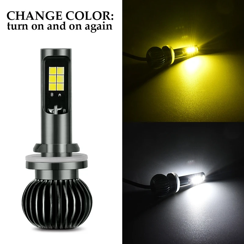 트럭 차량용 안개등 전구, LED 앰버 및 화이트 듀얼 컬러, DRL 조명 키트, 9-32V, 30W, 3000LM