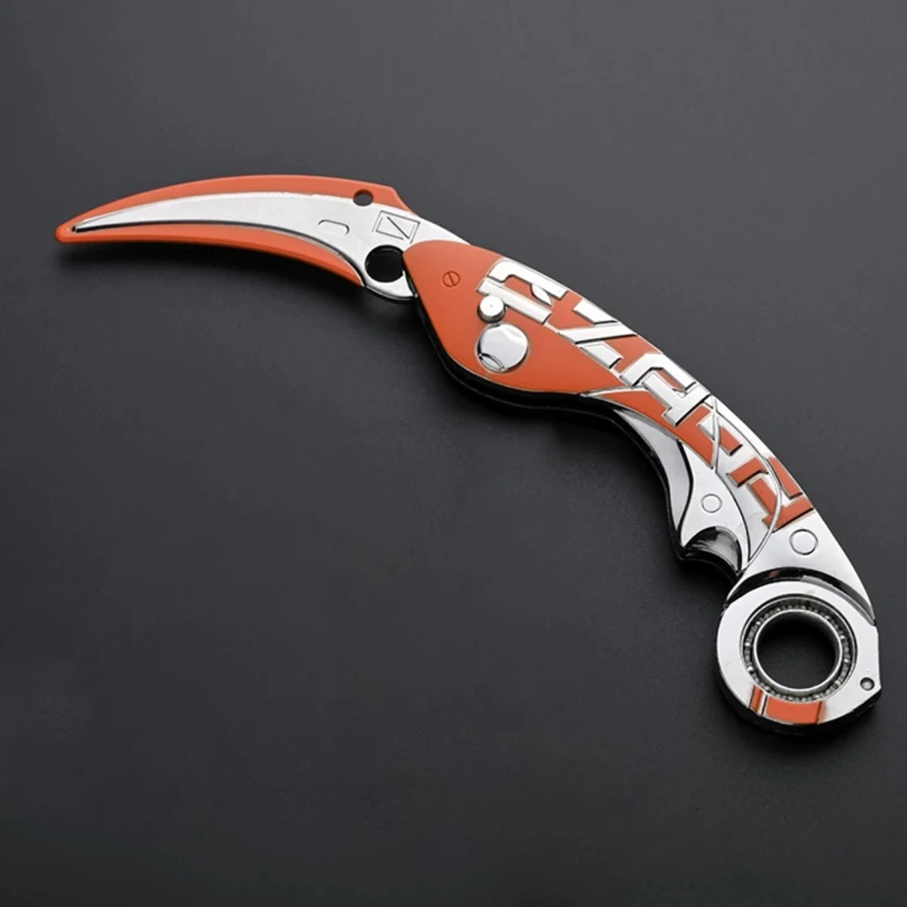 20Cm Zwarte Draak Draaibaar Klauwmes Valorant Kampioenen Karambit Veiligheid Militaire Training Mes Metalen Model Spel Wapen Speelgoed