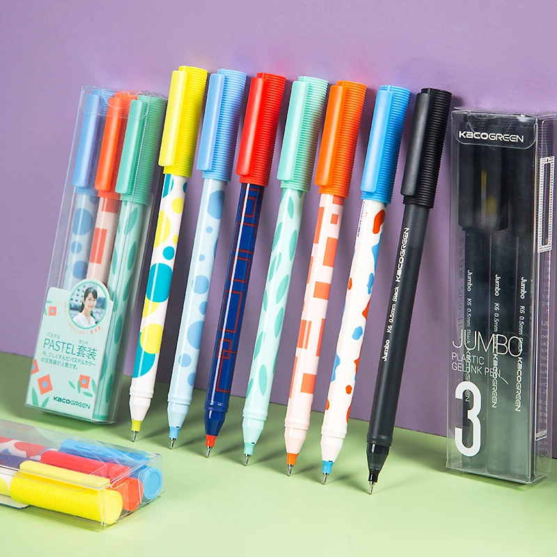 

New Arrival Kaco Duraball Needle Nib Black and Colorful Ink Gel Pen Chinese Style Staionary Sets for Student School Supplies