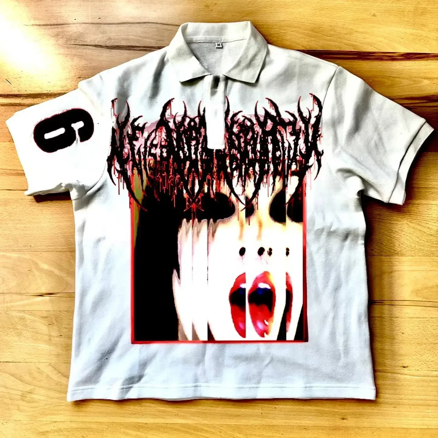 T Shirt Di Cotone Oversize Maschile Stampa Grafica, Gotico