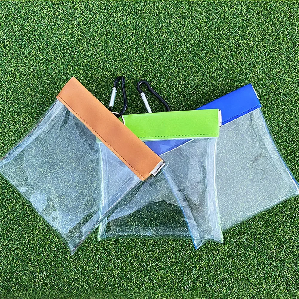 Golf Tees Pouch with Clip - Transparent Storage Bag for Outdoor Sports Accessories