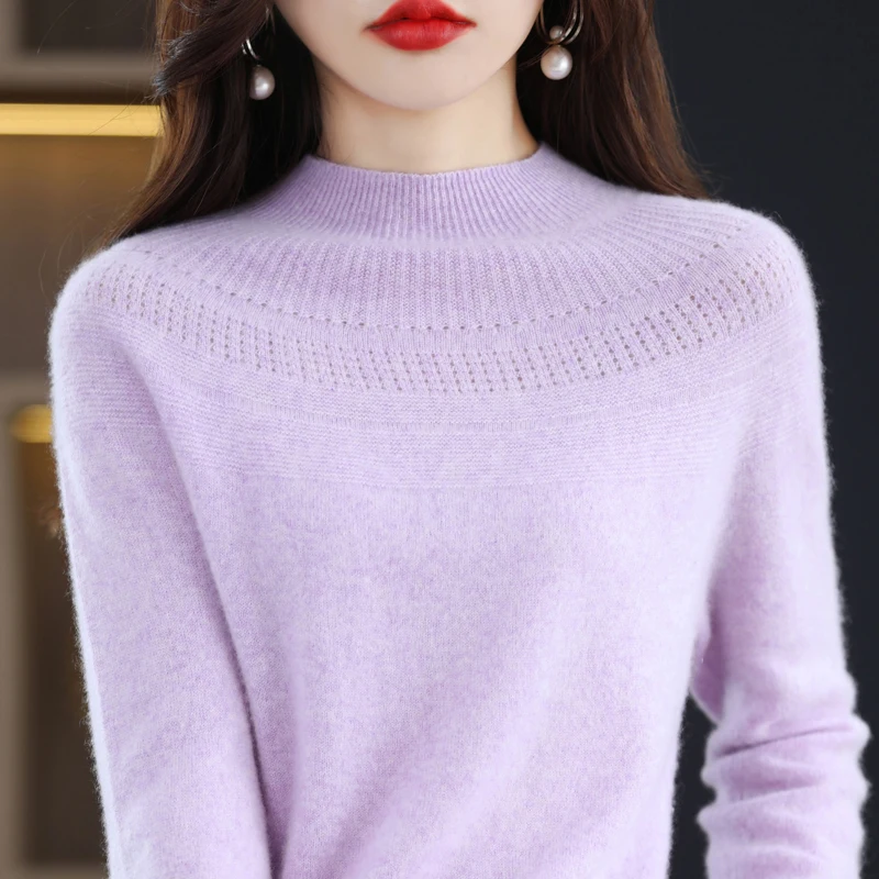 Knitted Sweater Ready to Wear Hollowed Out Wool Sweater Commuting Top Lyer Sweater 2024 Autumn/winter New Women's Item Wholesale 2