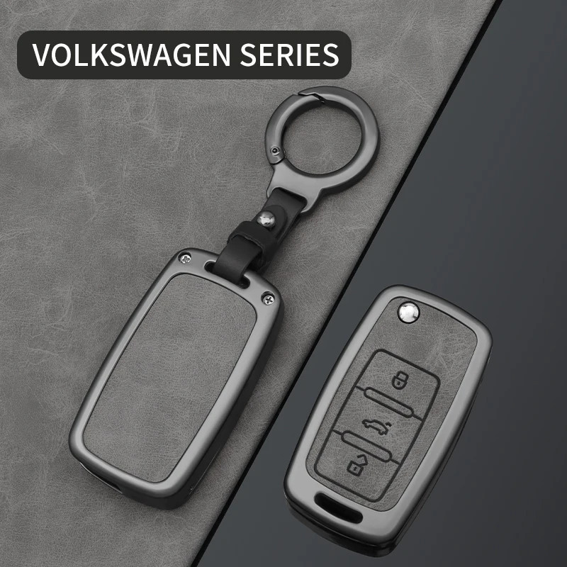 폭스바겐 VW 폴로 골프 파사트 티구안 비틀 캐디 T5 업 이오스 스코다 옥타비아 시트 레온 알테아용 가죽 자동차 키 케이스 커버 쉘