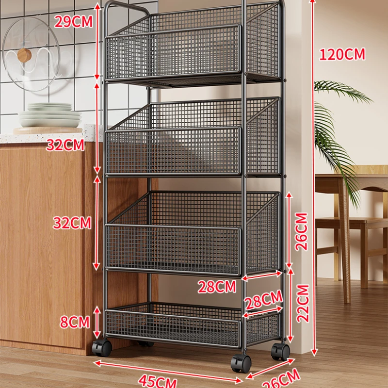 Trolley Cart Organizers Trolleys Multi-purpose Cart with Wheels Shopping Basket Carrier 이동식 트롤리 주방수납 전자렌지 선반 Kitchen Furniture
