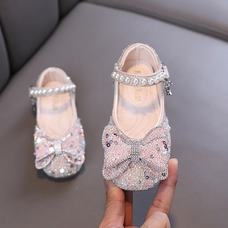 Leather Kids Sequins Flats Shoes for Girls