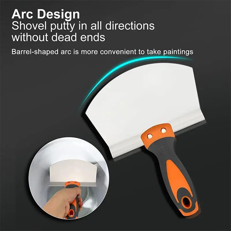 Stainless Steel Curved Scraper Paint Plaster Shovel Putty Knife Scraper Blade Paint Feeder Filling Spatula Scraping Putty Tools paint scraper tool putty knife set