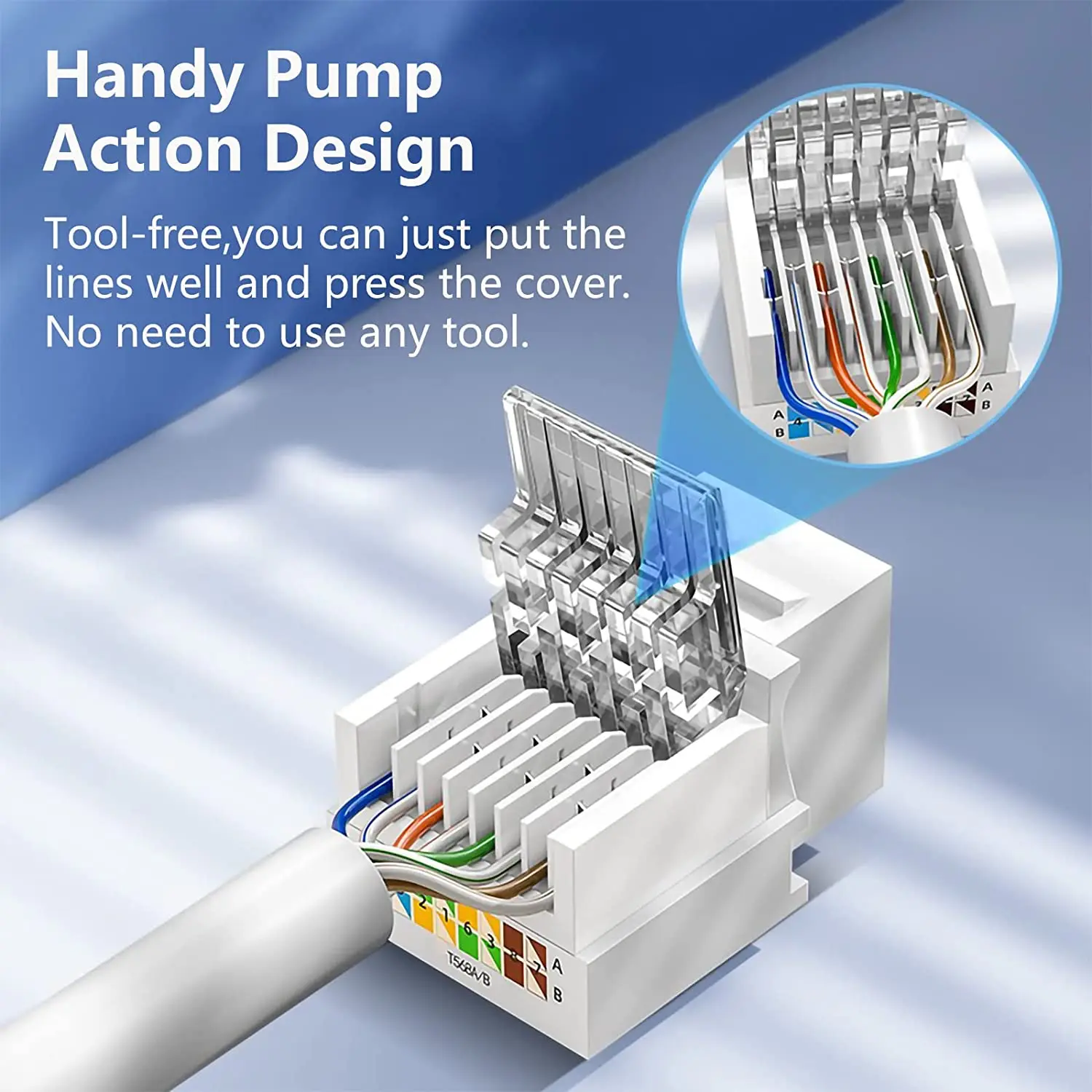 Punch Down, Adaptador de parede, Acoplador Branco, Cat6, RJ45, 10Pcs