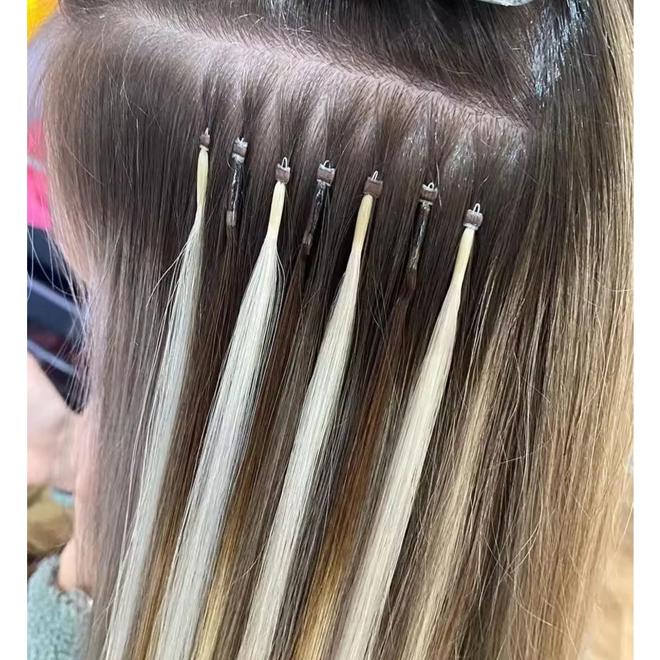 Straight Nano Ring Human Hair Extension 50/100/300 Strands Human Remy Hair Extensions Microlink Capsule Keratin Fusion Hair 6