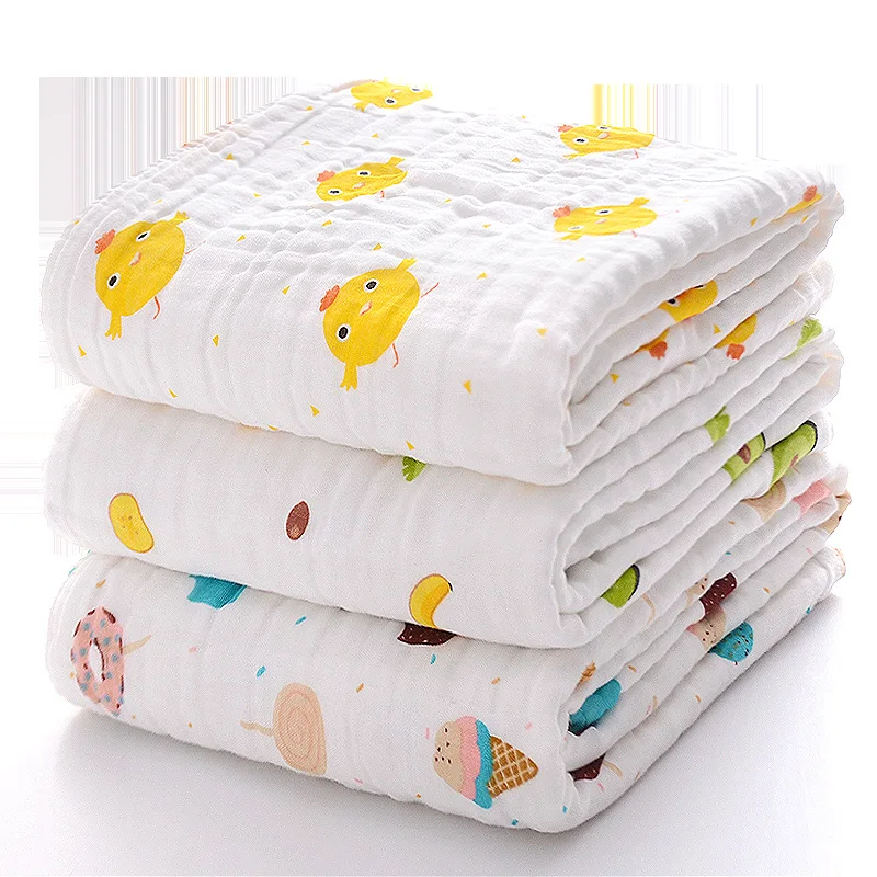 

110*110cm Baby Blanket Newborn 4-layer Pure Cotton Bath Towels Soft Absorbent Gauze Towel Quilt Summer Infant Baby Swaddle Wrap