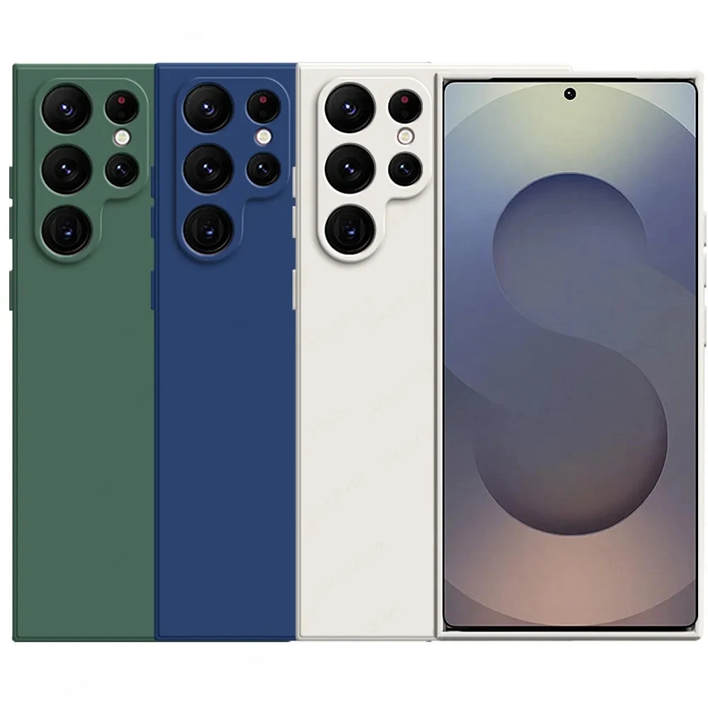 Quadratische flüssige matte Hülle für Samsung Galaxy S22 S23 S24 fe S25 Plus S22 Ultra Kameraschutz Anti-Drop-Rückseite