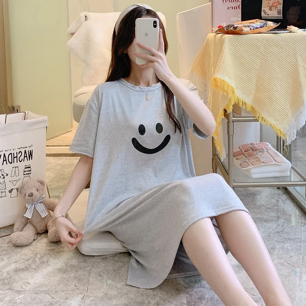 Summer Ladies Maternity New Short-Sleeved Nightgown Female Summer Pajamas Maternity Casual Large Size Loose Nightgown Homewear 3