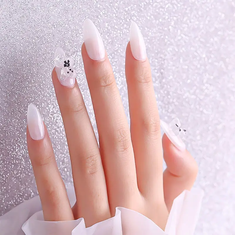 귀여운 절묘한 화이트 베어 네일 아트 참 라인스톤 패션, 다채로운 송진 베어 네일 장식, DIY 아크릴 액세서리, 20 개