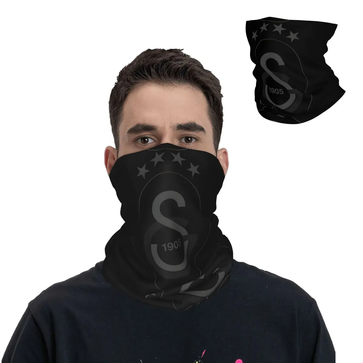 Black Bandana Neck Gaiter Motorcycle Club Scarf Multifunctional Headwear Windproof Unisex Adult