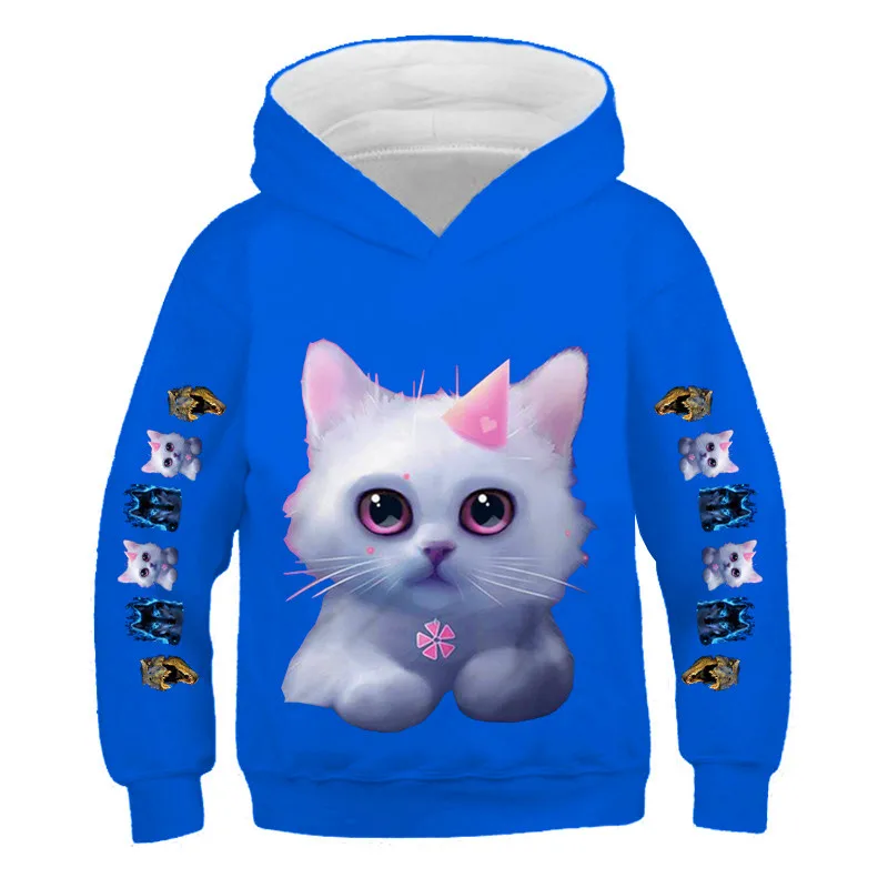 

1-14 Years Children Funny Cat Hoodies Boys Girls Print Kids Oversized Pullovers Teen Boys Sweatshirt Fashion Casual Tops