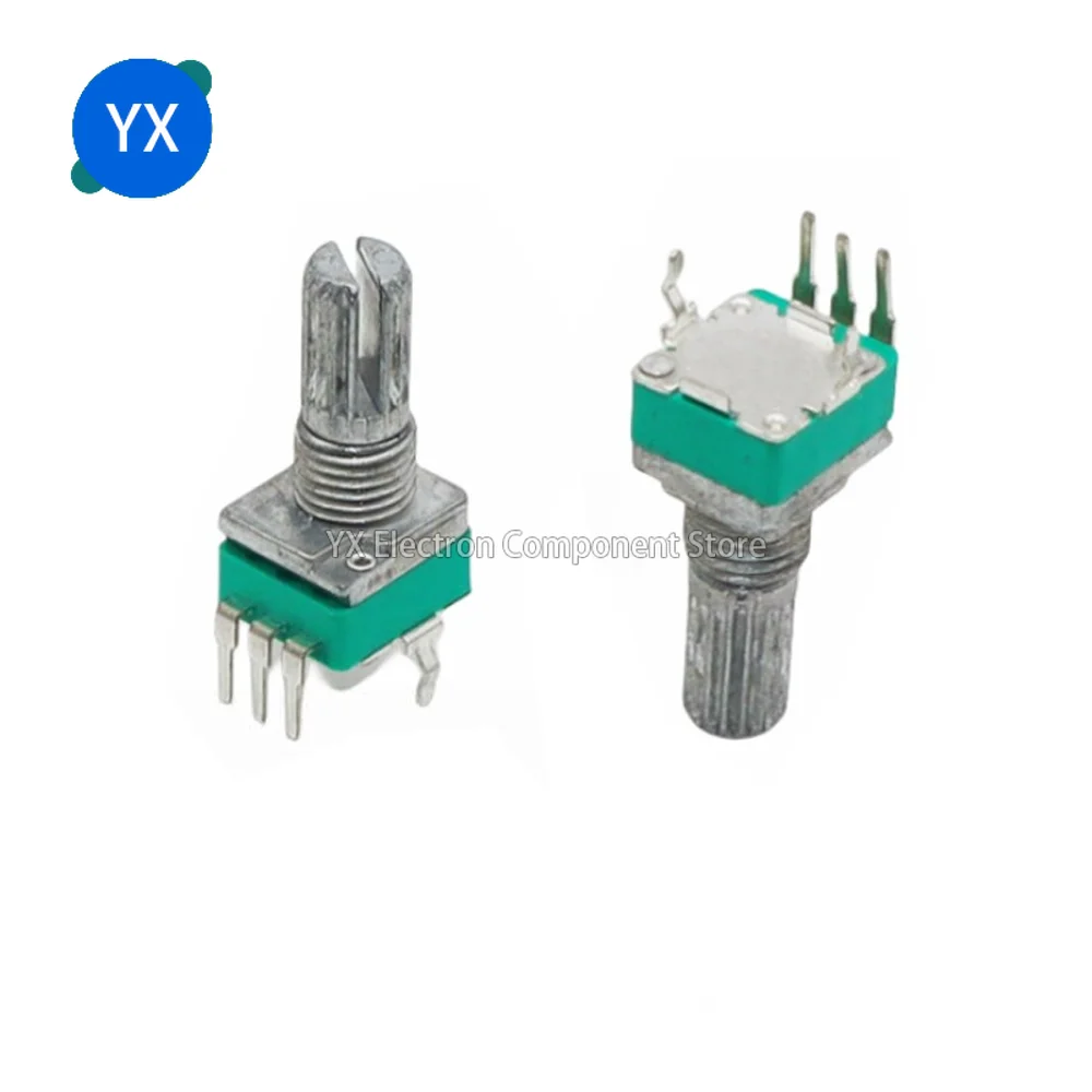 100PCS RK097 Precision Potentiometer Vertical Single Link Shank Length 15mm D-axis B2K B10K B20K B50K B100K B500K B1M