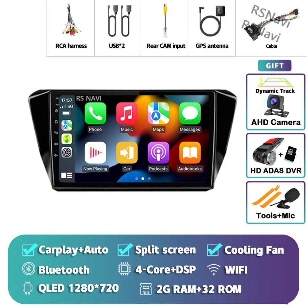 Produktbild von Autoradio Multimedia Player Audio GPS Navigation, 9 Zoll Bildschirm Auto GPS Navi System Für Skoda Fabia 2015 2016 2017 2018 2019, Android 11 Auto Radio Video Multimedia Player