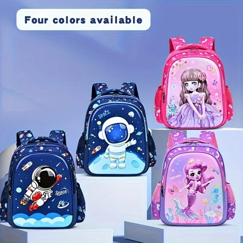 3D Astronaut Ultra Light Student Backpack 1-6 Grade Children's Schoolbag Large Capacity Grils Cartoon Mermaid Princess Backpack