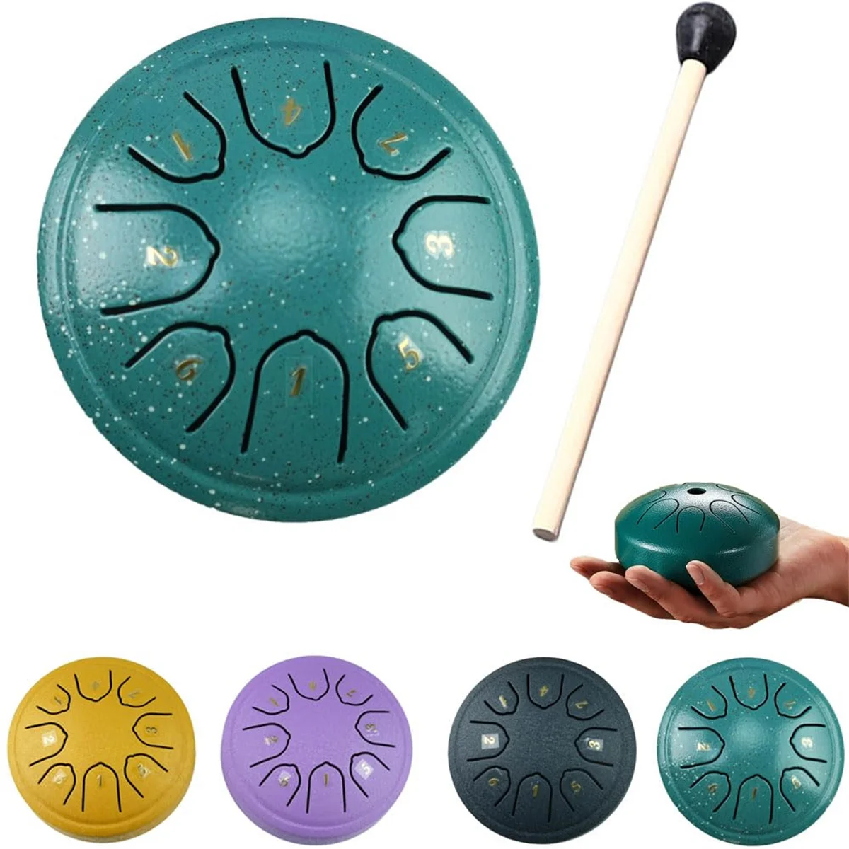 Miwayer 4 inch Steel Tongue Drum Handpan Pro Mallets + 8-Tone Kit for Yoga/Stage/Gift Yoga Sound Therapy Accessories