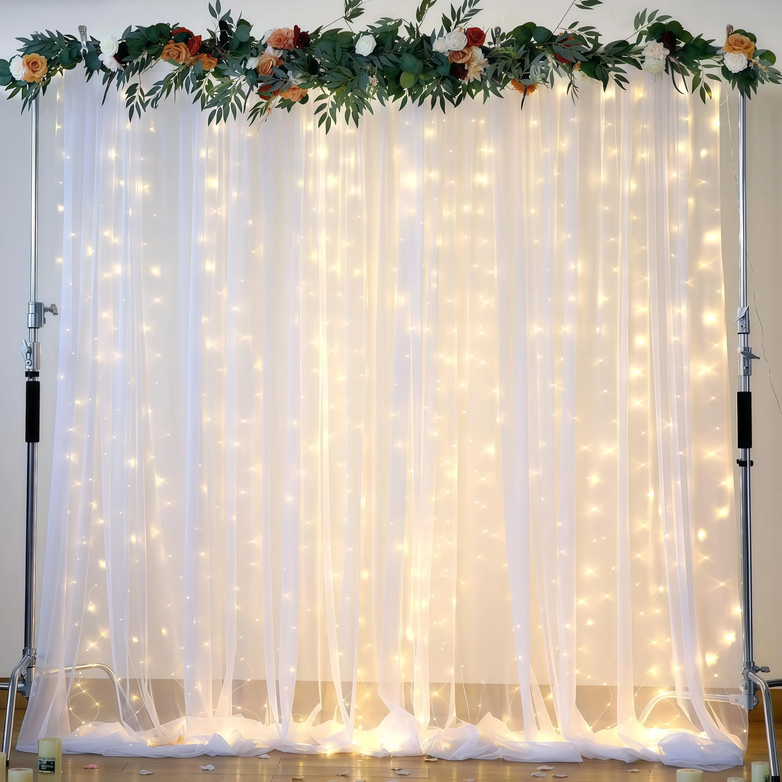 Tulle Backdrop Curtains with Lights 4