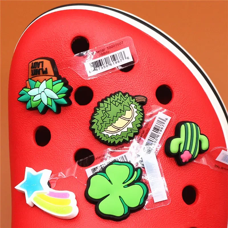 Shoe Charms PVC Shoe Charms Accessories Cute Cactus Clover Meteor Durian For Clog Buckle Clip Kids Gift
