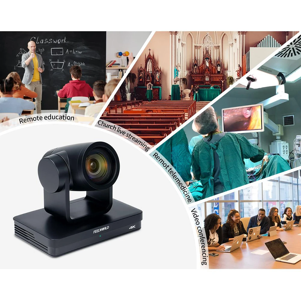 FEELWORLD UHD4K12X Camera Multiple Video Outputs USB PoE Support 12X Optical Zoom Autofocus SDI HDMI IP 4K@30FPS 4K PTZ Camera