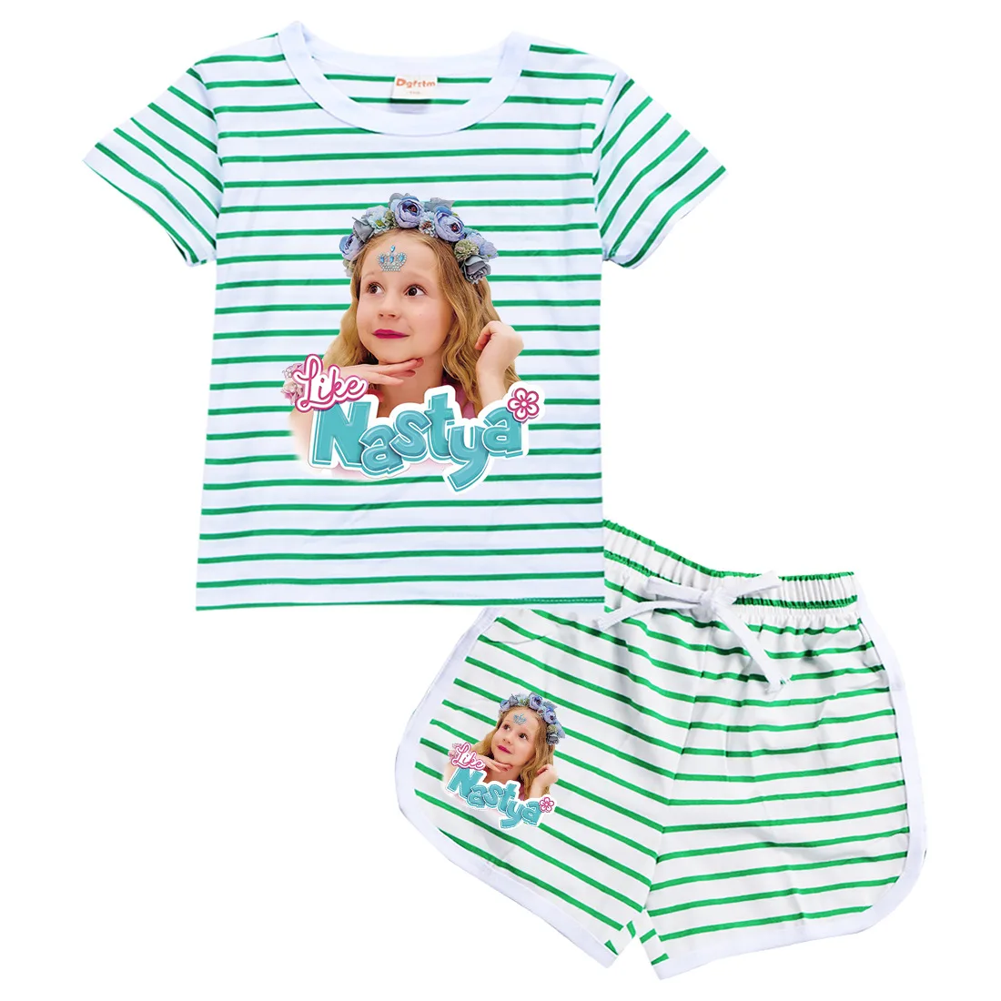 Like Nastya Toddler Girls Clothes Summer Pajamas Beautiful Short Sleeve T Shirt + Shorts Costume Girls Casual Sportswear Set