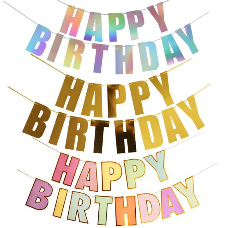 

13pcs Happy Birthday Banners Letter Paper Garland Bunting Flag Boy Girl 1st Birthday Party Decorations Kids Baby Shower Supplies