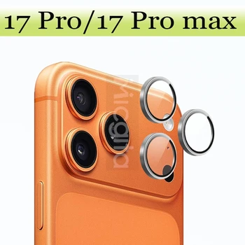 Protezione per fotocamera Matel Ring per Apple iPhone 17Pro 17Pro Max, protezione per obiettivo fotocamera in vetro, design 3D, copertura totale, 1/2 pezzi