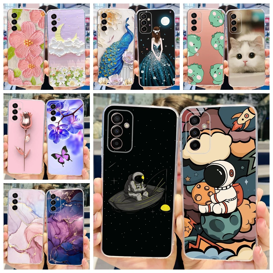 Per Samsung Galaxy M23 Custodia M33 M53 Cover Posteriore Lovely Astronaut Dinosaur Custodie Morbide Trasparenti Per Samsung M23 Tpu Funda