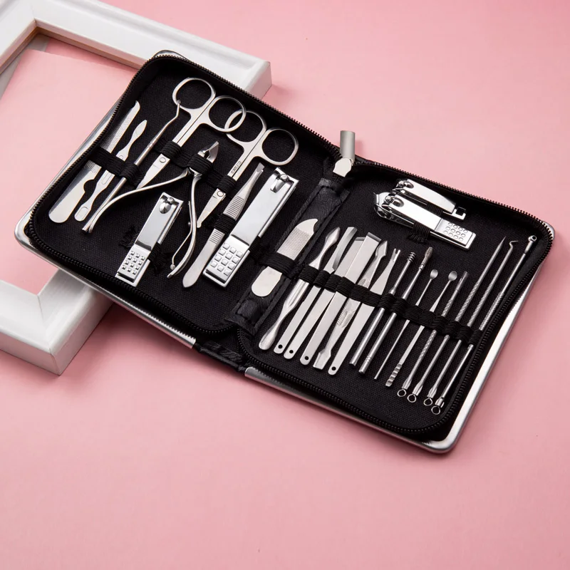 Manicure Set Stainless Steel Nail Clippers Dead Skin Scissor Cleaning Grooming Cuticle Nipper Nail Tools Kit 6