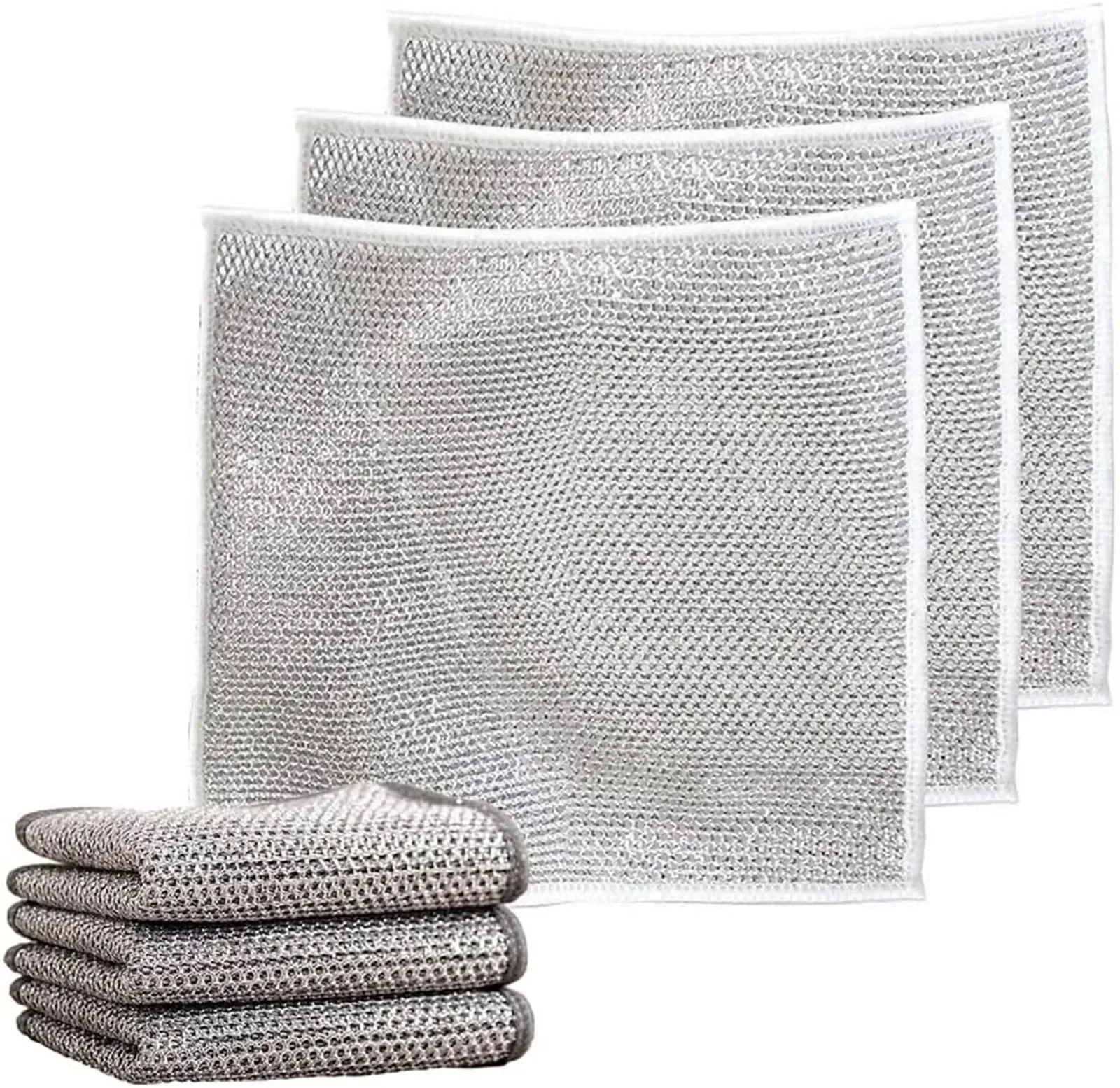 5pcs Magic Cleaning Cloth Thickened Double -sided Metal Steel Wire Rags Kitchen Dish Pot Washdishing Cloths Towel Clean Tools