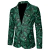 Christmas Gift Men Suit Coat Fashion Christmas Printed Pocket Lapel One Button Slim Fit Blazer Men Winter Party Jacket Plus Size 3