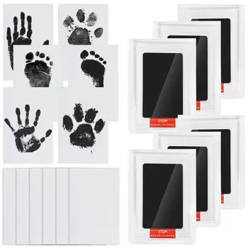 Kit per Impronte di Piedi di Neonati e Zampe di Cani, 4 Pezzi, Kit per Impronte di Mani e Piedi Senza Inchiostro per Neonati, Tampone di Inchiostro Sicuro Non Tossico e Facile da Pulire
