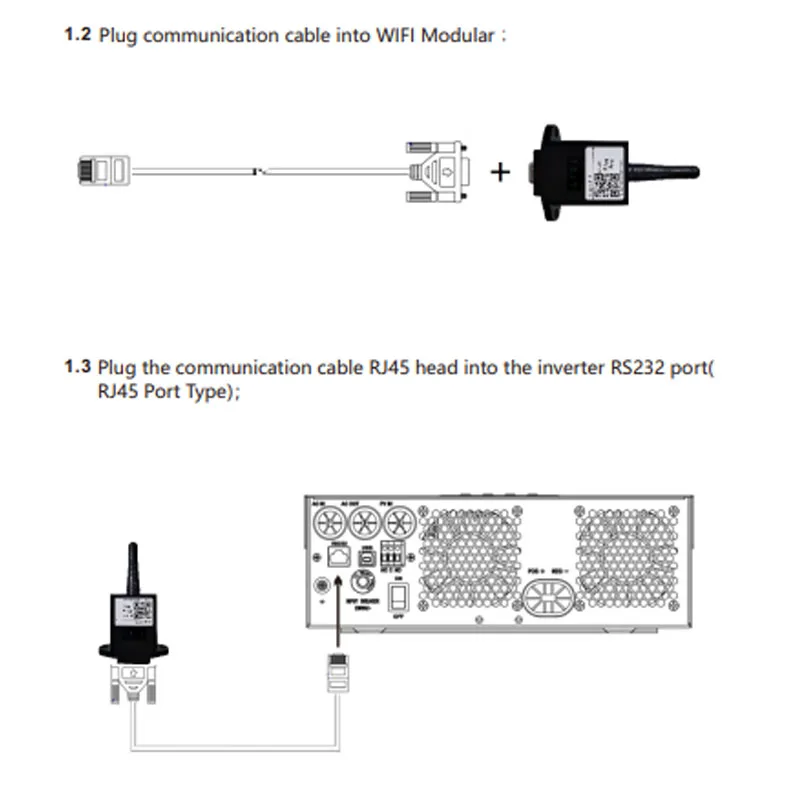 Wireless WIFI Module Remote Monitoring Communication Cable RS232 Port Solar Inve
