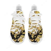 Custom Made Golden Luxury Floral Designer Shoes For Women Sneakers Platform Multicolor Breathable Soft Couple Casual Size 36-48 2
