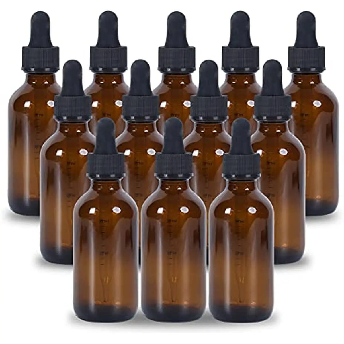 

60ml Dropper Bottle 12pcs Amber Glass Boston Bottles Black Caps for Essential Oils, Leak Proof Travel Bottles for Liquids