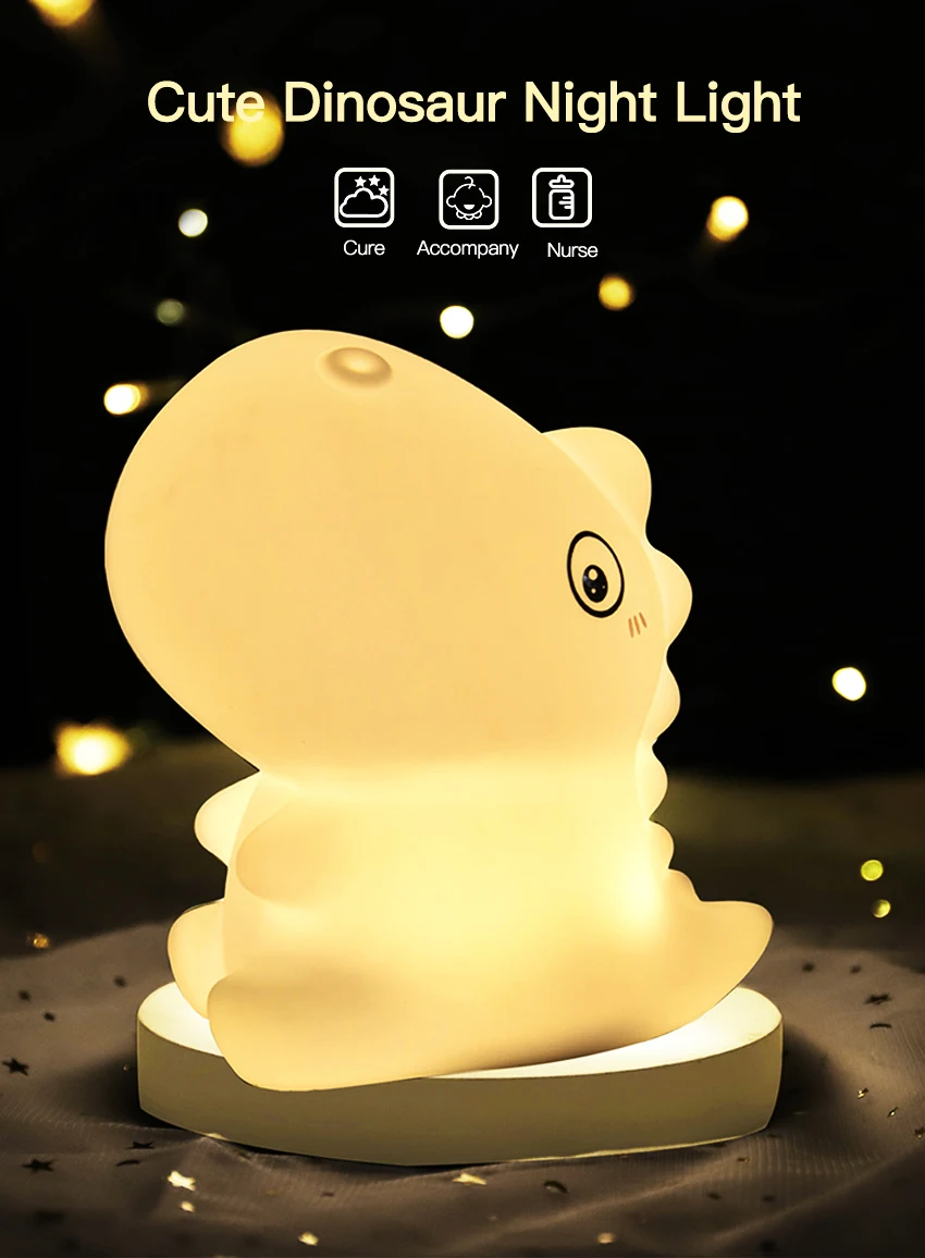 Luzes da Noite de Silicone para o Quarto das Crianças do Bebê Macio Dinossauro Berçário Lâmpada Decoração Casa Led 1 Computers & Electronics