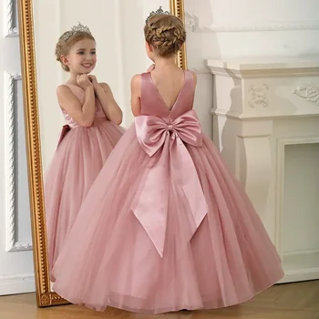Summer Elegant Teenage Girls Evening Party Formal Prom Long Gown Kids Backless Birthday Wedding Princess Dress for Girls 5-14Yrs 1