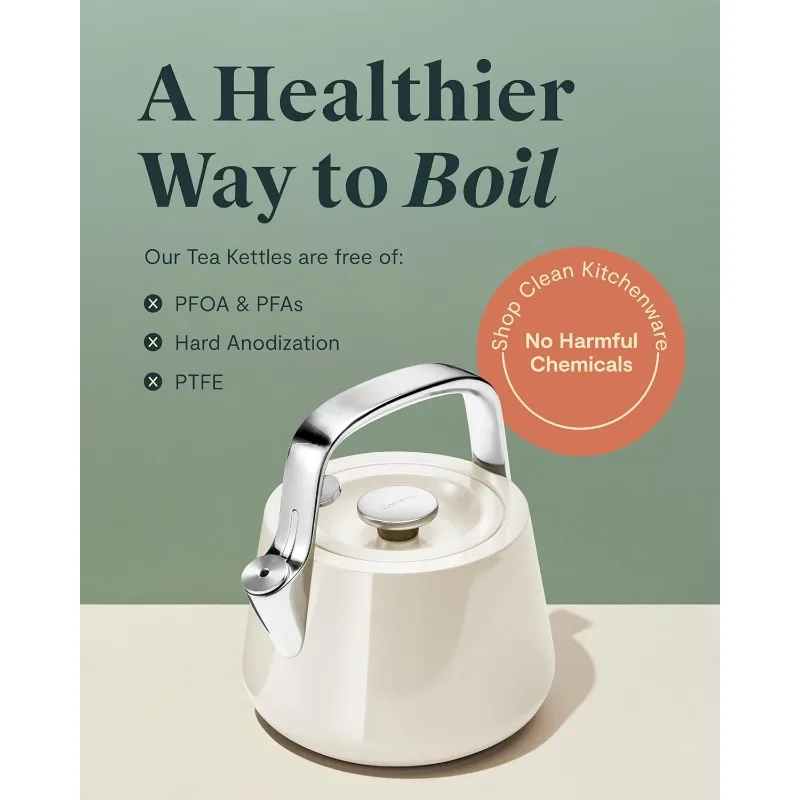 Caraway 2 Quart Whistling Tea Kettle - Durable Stainless Steel Tea Pot - Fast Boiling,Stovetop Agnostic-Non-Toxic,PTFE&PFOA Free 5