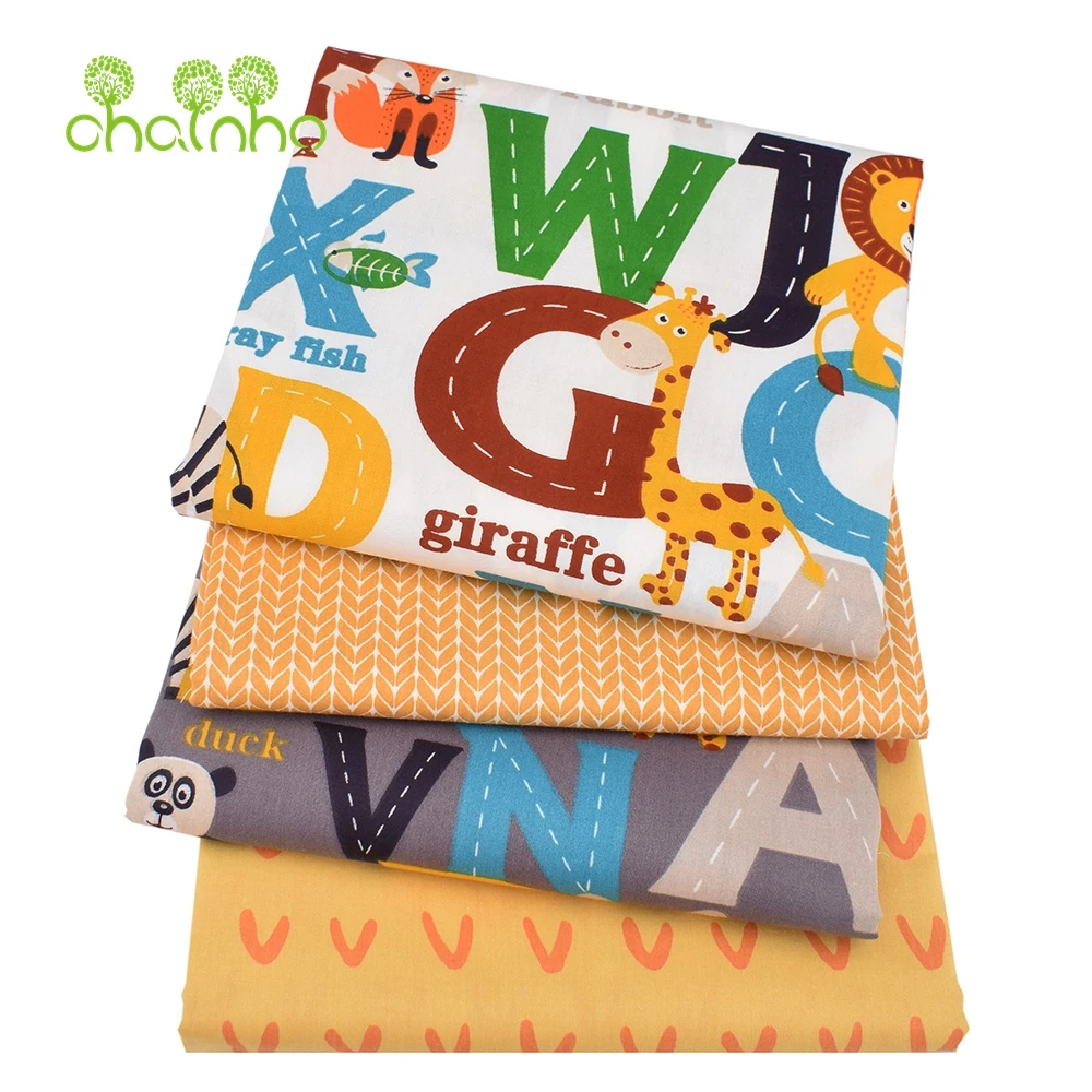 Chainho,Printed Twill Weave Cotton Fabric,DIY Sewing Quilting Material,Patchwork Cloth,Cartoon Series,2 Specification,15C299