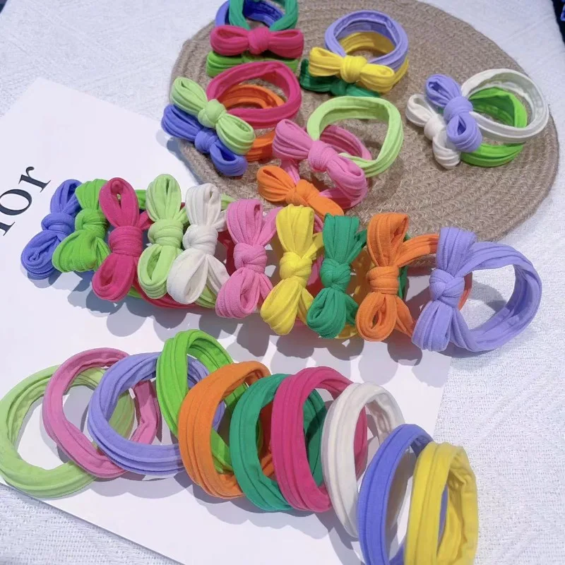 alt="10PCS Pastel Bow Scrunchies, perfect for adding a touch of elegance to any hairstyle.